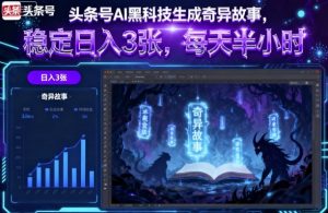 头条号AI黑科技生成奇异故事,稳定日入3张,每天半小时|淘骐网赚资源库