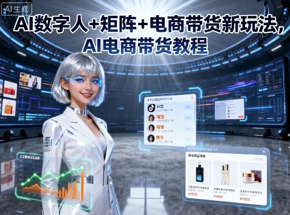 AI数字人+矩阵+电商带货新玩法,AI电商带货教程|淘骐网赚资源库