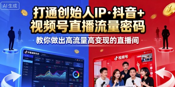 25年直播9-10两期线下课,打通创始人IP,抖音+视频号直播流量密码,教你做出高流量高变现的直播间|淘骐网赚资源库