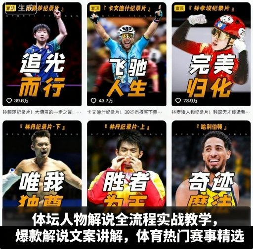 体坛人物解说全流程实战教学,爆款解说文案讲解,体育热门赛事精选|淘骐网赚资源库