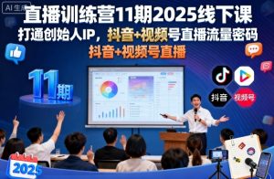 直播训练营11期2025线下课,打通创始人IP,抖音+视频号直播流量密码,教你做出高流量高变现的直播间|淘骐网赚资源库