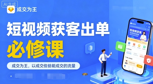 短视频获客出单必修课,成交为王,以成交为导向,直接做能成交的流量|淘骐网赚资源库