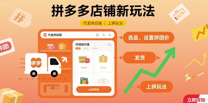 拼多多店铺新玩法，代发供应链上拼玩法|淘骐网赚资源库