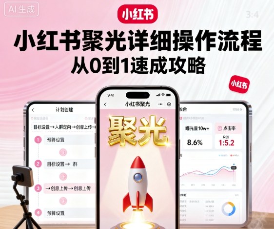 小红书聚光详细操作流程,小红书聚光从0到1速成攻略|淘骐网赚资源库