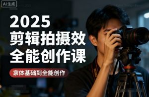 2025剪辑拍摄特效全能创作课,零基础到全能创作|淘骐网赚资源库