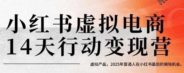 小红书虚拟电商14天变现训练营,虚拟产品,2025年普通人在小红书最后的搞钱机会(更新)|淘骐网赚资源库