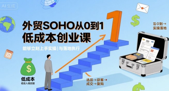外贸SOHO从0到1低成本创业课,能够立刻上手实操与落地执行|淘骐网赚资源库