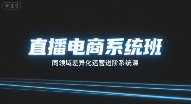 直播电商系统班,同领域差异化运营进阶系统课|淘骐网赚资源库