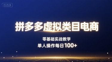 拼多多虚拟类目电商,零基础实战教学,单人操作每日100+|淘骐网赚资源库