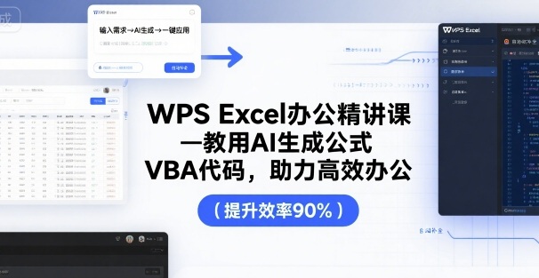 WPS Excel办公精讲课,教用 AI 生成公式,VBA 代码,助力高效办公|淘骐网赚资源库