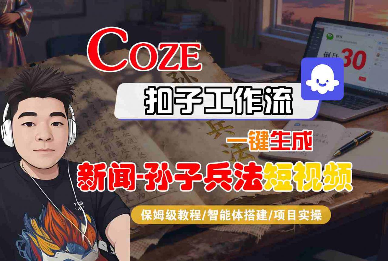 Coze扣子智能体工作流一键生成“新闻-孙子兵法“短视频,全流程保姆级教学|淘骐网赚资源库
