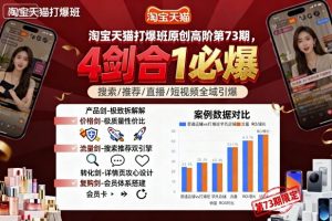 淘宝天猫打爆班原创高阶第73期,4剑合1必爆|淘骐网赚资源库