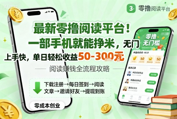 最新零撸阅读平台!一部手机就能挣米,无门槛上手快,单日轻松收益50-3张【揭秘】|淘骐网赚资源库