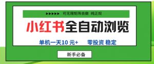 小红书全自动浏览项目，零投资，全程手机去跑，单账号一天10米+，可无限矩阵去做【揭秘】|淘骐网赚资源库