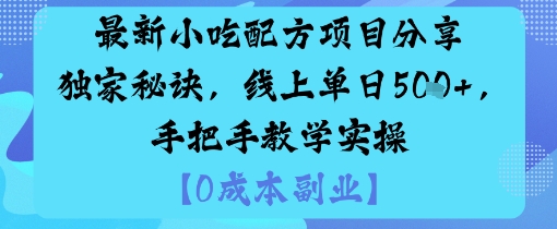 最新小吃配方项目分享独家秘诀，线上单日5张，手把手教学实操|淘骐网赚资源库