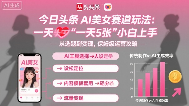 今日头条AI美女赛道玩法,一天轻松5张,小白轻松上手|淘骐网赚资源库