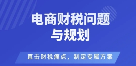 电商企业财税风险与规避，直击财税痛点，制定专属方案|淘骐网赚资源库