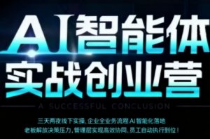 AI智能体实体战创业营(深圳9月23-25日),多维度助力老板、管理层、员工提升效能|淘骐网赚资源库