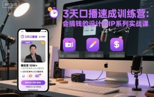 3天口播速成训练营,会搞钱的设计师IP系列实战课|淘骐网赚资源库