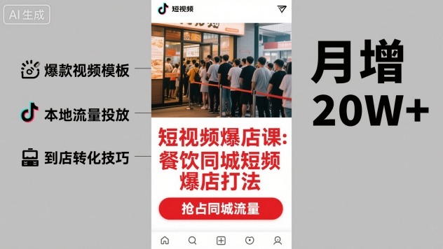 短视频爆店课,餐饮同城短视频爆店打法|淘骐网赚资源库