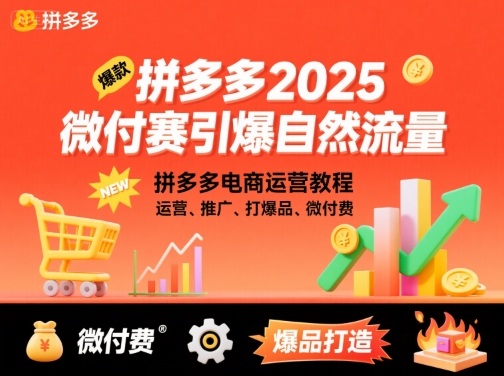 拼多多2025微付费引爆自然流量,拼多多电商运营教程,运营、推广、打爆品、微付费(更新)|淘骐网赚资源库