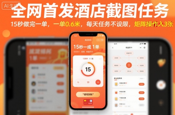全网首发酒店截图任务,15秒做完一单,一单0.6米,每天任务不设限,矩阵操作日入3张【揭秘】|淘骐网赚资源库