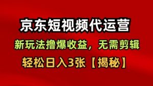 京东短视频带货,新玩法撸爆收益,无需剪辑,无需选品,轻松日入3张【揭秘】|淘骐网赚资源库