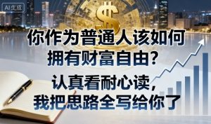 付费文章:你作为普通人该如何拥有财富自由?认真看耐心读,我把思路全写给你了|淘骐网赚资源库