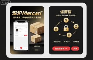 煤炉Mercari国外闲鱼二手电商运营实战全流程,仿品高利润,简单上手,闷声搞钱|淘骐网赚资源库