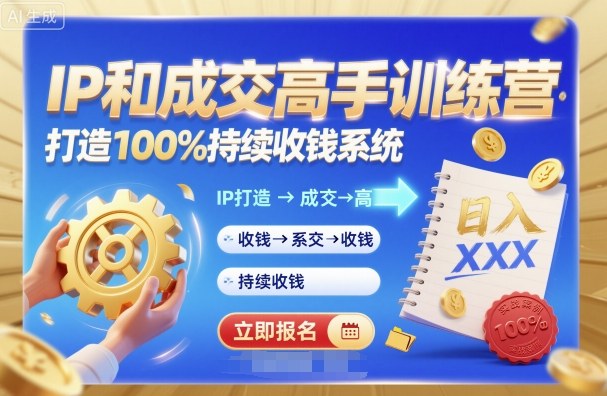 带你成为IP和成交高手的训练营,打造100%持续收钱系统|淘骐网赚资源库