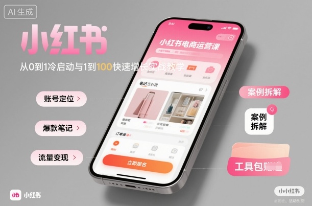小红书电商运营课:从0到1冷启动与1到100快速增长实战教学|淘骐网赚资源库