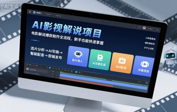 AI影视解说项目，电影解说爆款制作全流程，新手也能快速掌握|淘骐网赚资源库