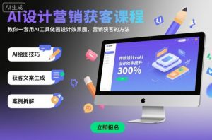 AI设计营销获客课程,教你一套用AI工具做画设计效果图,营销获客的方法|淘骐网赚资源库