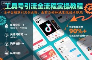 工具号引流全流程保姆级实操教程,全平台精准引流创业粉,最前沿的私域变现技术赋能|淘骐网赚资源库