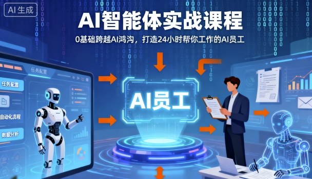 Ai智能体实战课程,0基础跨越Ai鸿沟,打造24小时帮你工作的Ai员工,打破常规,以实战定义Ai|淘骐网赚资源库