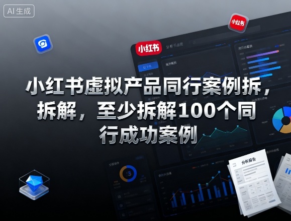 小红书虚拟产品同行案例拆解，至少拆解100个同行成功案例|淘骐网赚资源库