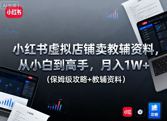 小红书虚拟店铺卖教辅资料,从小白到高手,月入1W+(保姆级攻略+教辅资料)|淘骐网赚资源库