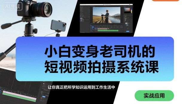 小白变身老司机的短视频拍摄系统课,让你真正把所学知识运用到工作生活中|淘骐网赚资源库