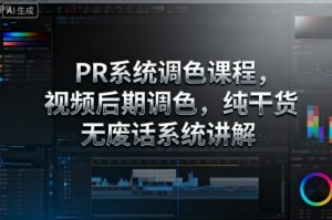 PR系统调色课程,视频后期调色,纯干货无废话系统讲解|淘骐网赚资源库