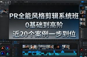 PR全能风格剪辑系统班，0基础到高阶，近20个案例一步到位|淘骐网赚资源库