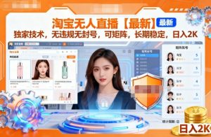 淘宝无人直播【最新】,独家技术,无违规无封号,可矩阵,长期稳定,日入2K【揭秘】|淘骐网赚资源库