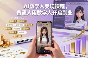 AI数字人变现课程,普通人用数字人开启副业|淘骐网赚资源库