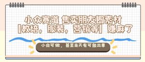 小众赛道售卖朋友圈素材【教培，服装，营销等】賺麻了，小白可做，甚至当天有可能出单|淘骐网赚资源库