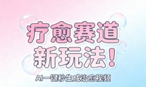 AI+疗愈+一键生成，一分钟一条素材，每天想要多少素材就多少素材，矩阵做，月入1W|淘骐网赚资源库