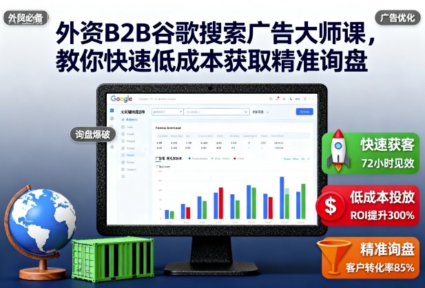 外资B2B谷歌搜索广告大师课,教你快速低成本获取精准询盘|淘骐网赚资源库
