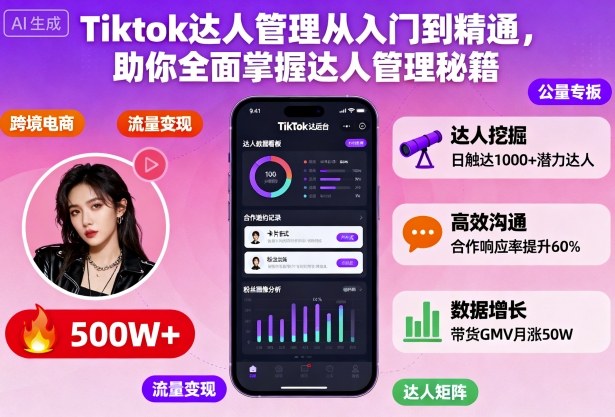 Tiktok达人管理从入门到精通,助你全面掌握达人管理秘籍|淘骐网赚资源库