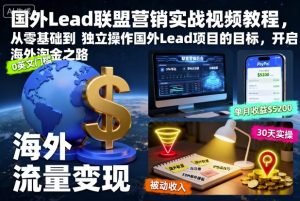 国外Lead联盟营销实战视频教程,从零基础到独立操作国外Lead项目的目标,开启海外淘金之路|淘骐网赚资源库