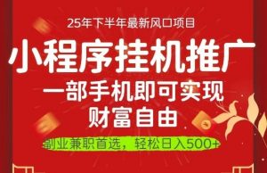 一部手机即可实现财富自由，微信小程序推广最新玩法教学，操作简单容易上手【揭秘】|淘骐网赚资源库