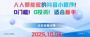 人人都能做的抖音小程序,0门槛0成本,适合新手|淘骐网赚资源库