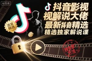 抖音影视解说大佬最新抖音进精选和独家方法，精选独家解说课-第一资源库